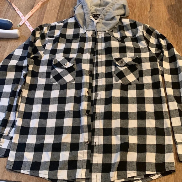 WSGYJ flannel hoodie button up - Picture 1 of 7